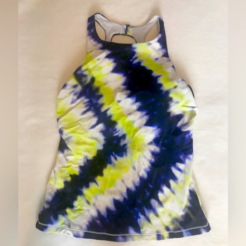 Athleta High Neck Tankini Swim Top size 36 D/DD Tie-dye